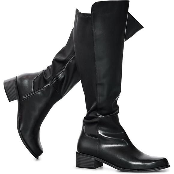 NWT ROOM OF FASHION Women Athletic Knee High Riding Boots - Black 6.5